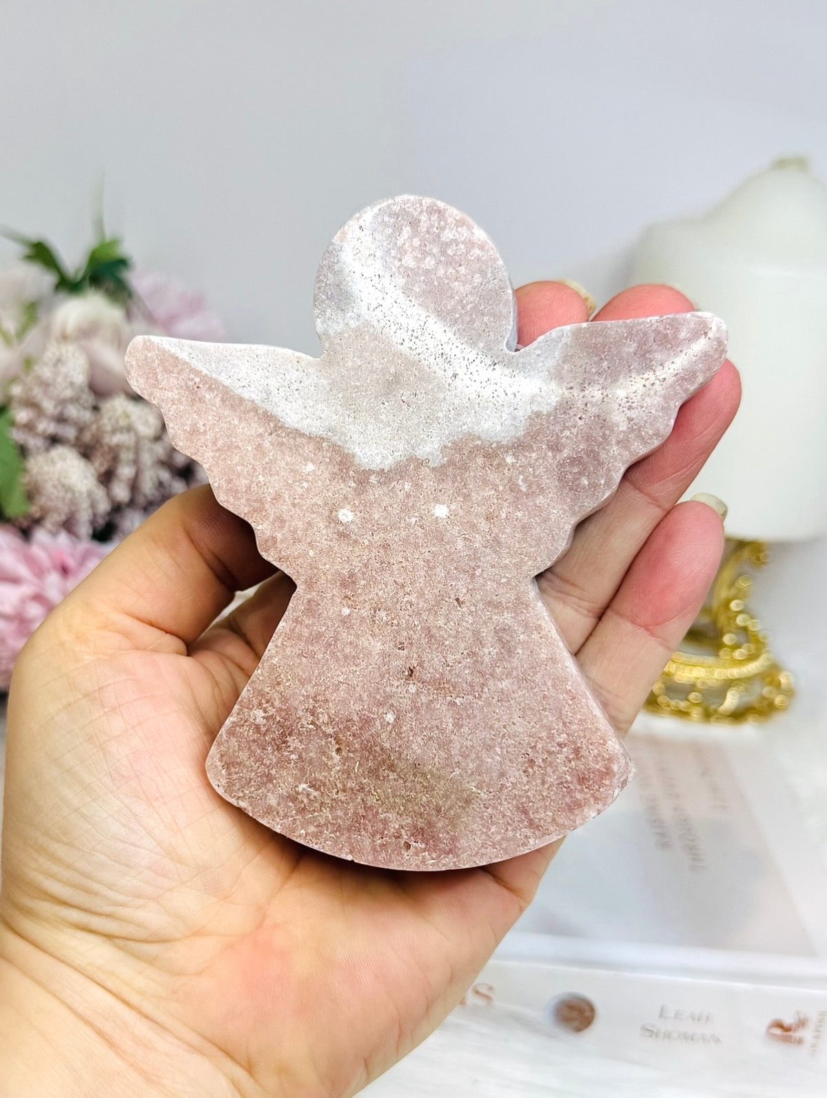 Chunky Pink Amethyst Carved Angel 10.5cm 332g
