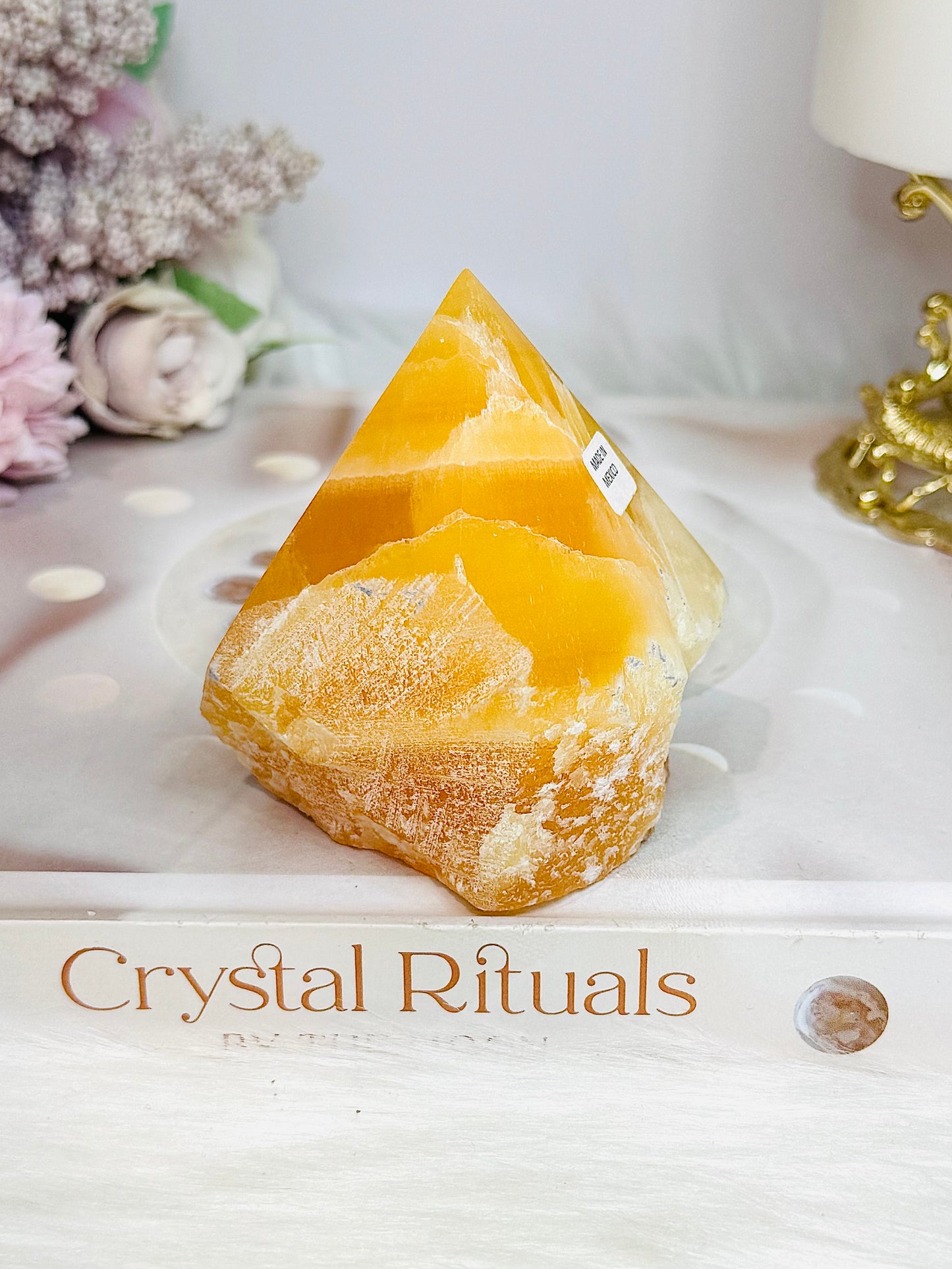 Orange Calcite Top Polished Point 277g