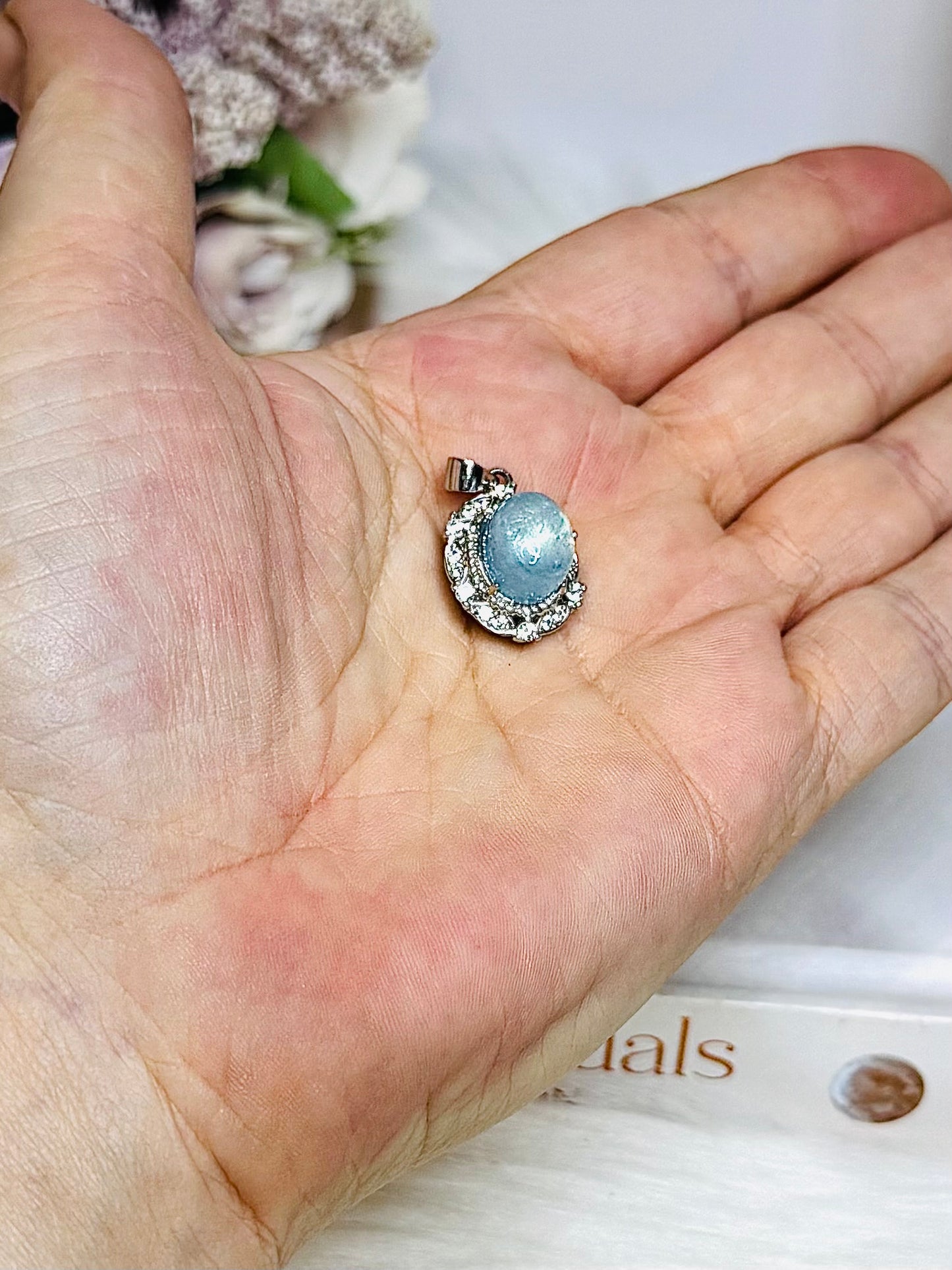 Silver Aquamarine Pendant in Gift Bag