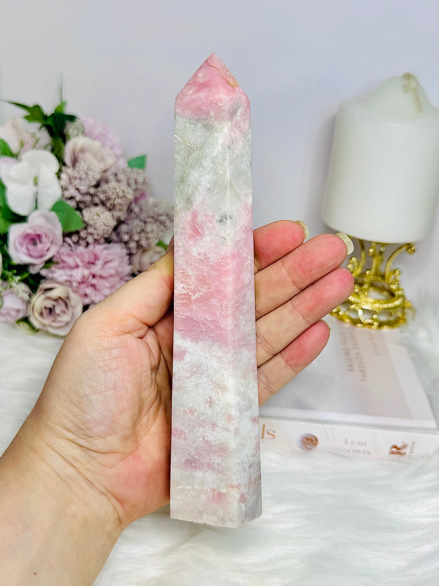 Natural Pink Opal Tower 19.5cm