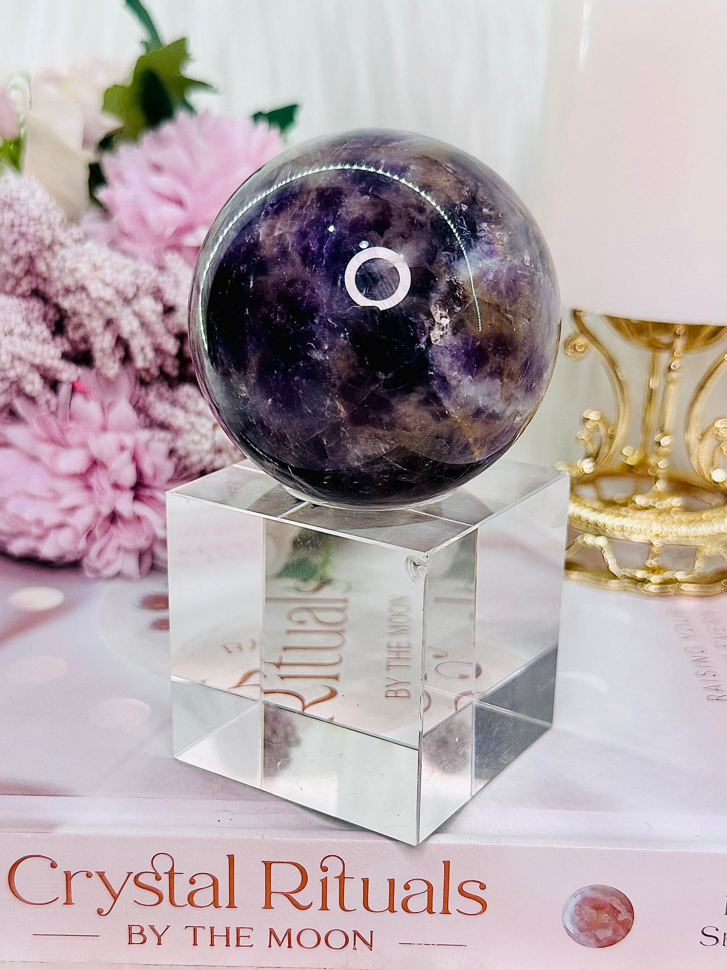 Peace & Tranquility ~ Gorgeous Amethyst Sphere 299grams From Brazil On Stand (Glass stand in pic is display only)