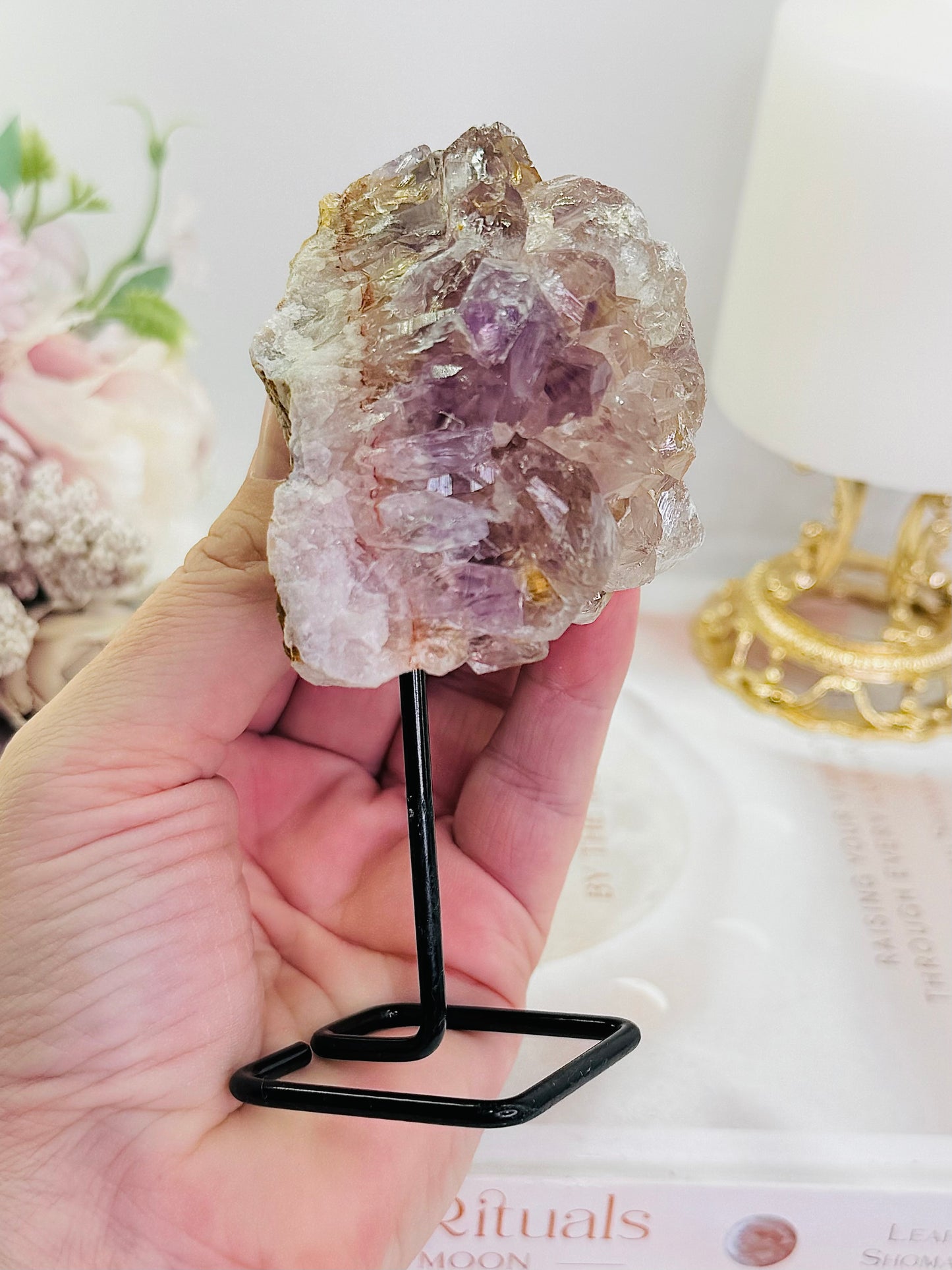 Druzy Pink Amethyst Cluster On Stand 12cm