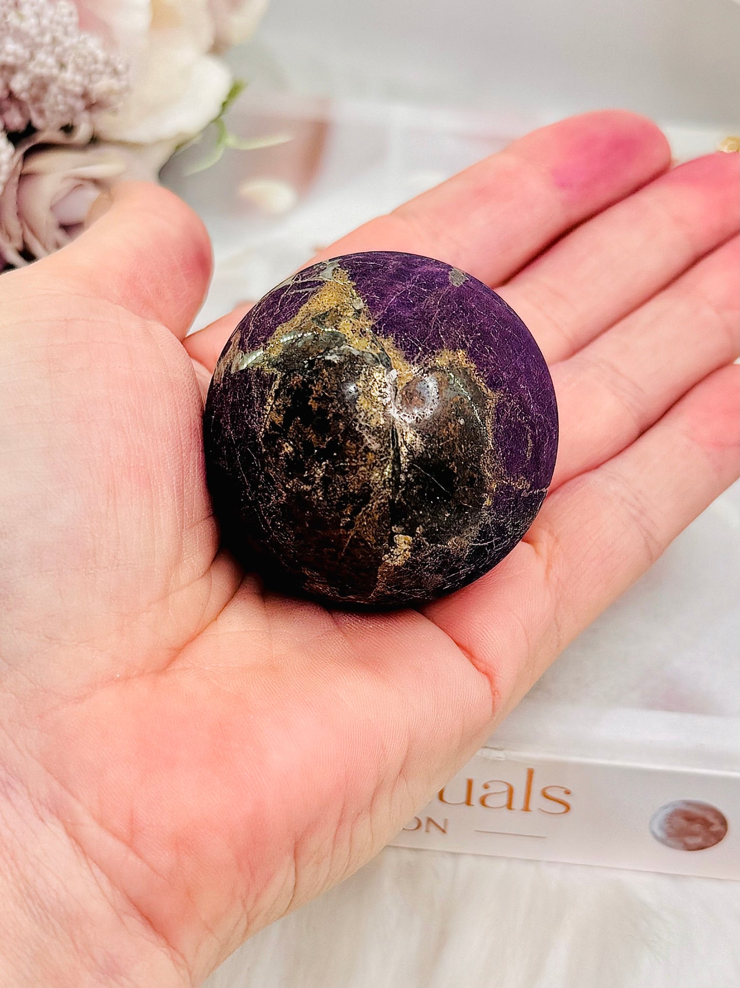 A Rare Stone ~ Stunning 173gram Flashy Purpurite Sphere On Stand