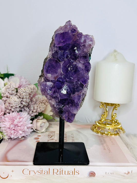 High Grade Deep Purple Amethyst Cluster On Stand 19cm