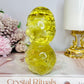 High Grade Citrine Carved Skulls with Rainbows 12cm 425g
