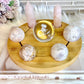 Feminine Energy ~ Large Light Stand 20cm with Glass Roses Sphere, 4 Pink Amethyst Spheres, 2 Rose Quartz Towers