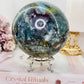 Divine Huge 1.43KG Natural Ocean Jasper Druzy Sphere On Stand