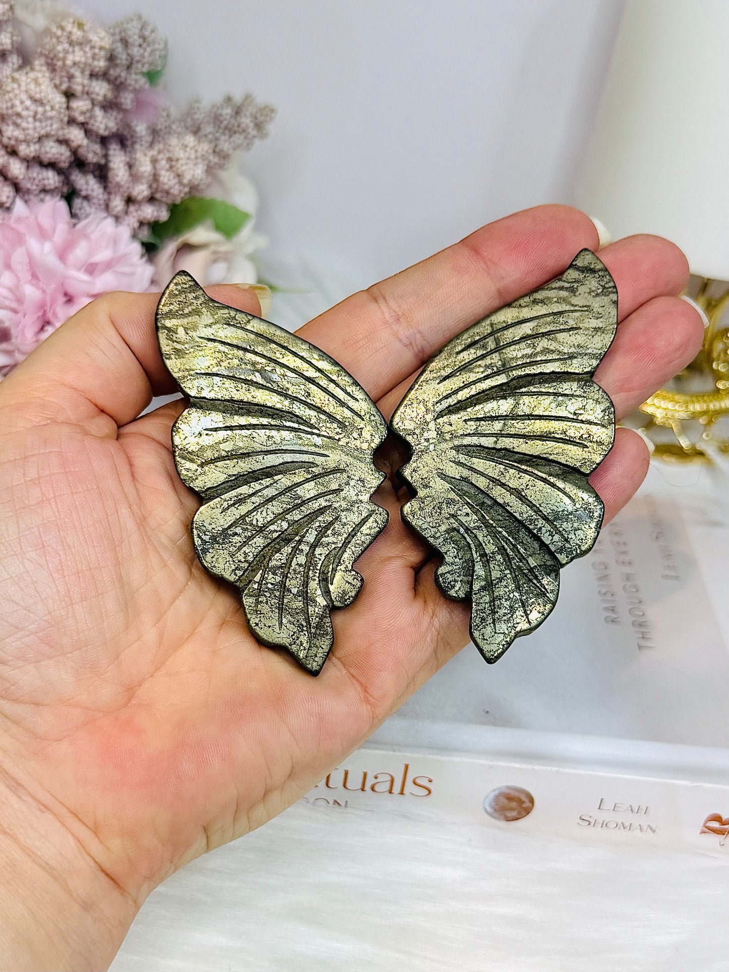 Pyrite Butterfly Wings on Stand 8cm