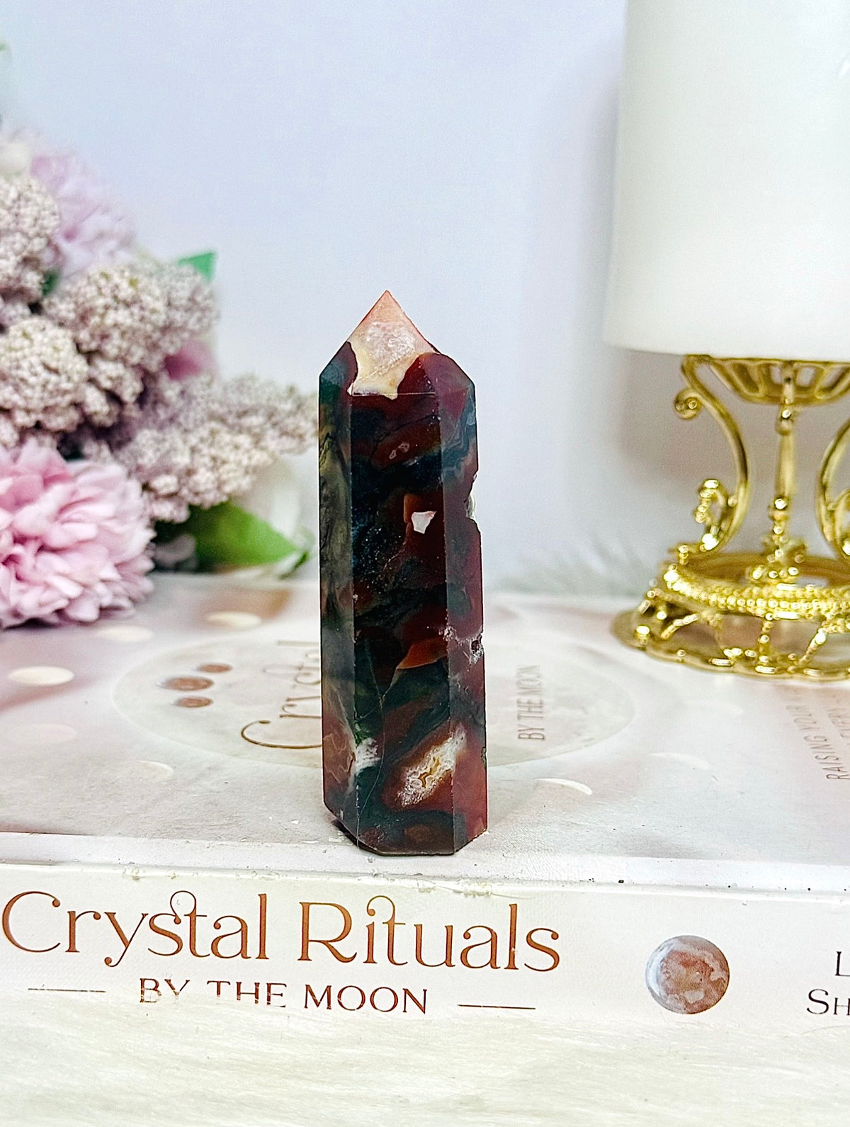 Red Moss Agate Druzy Tower 8cm