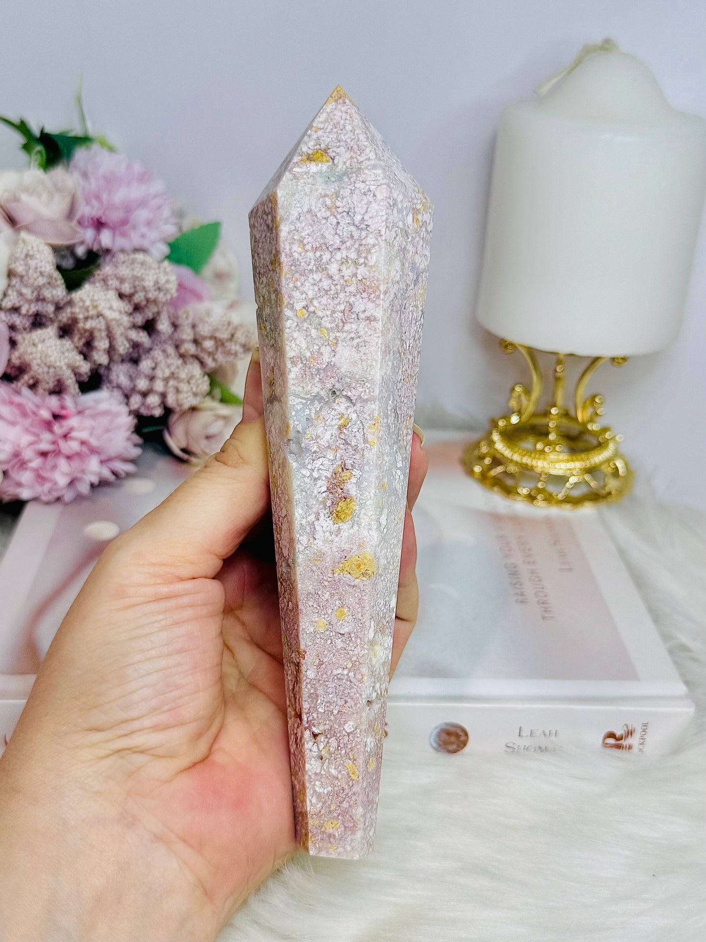 Pink Agate Large Druzy Wand 18cm