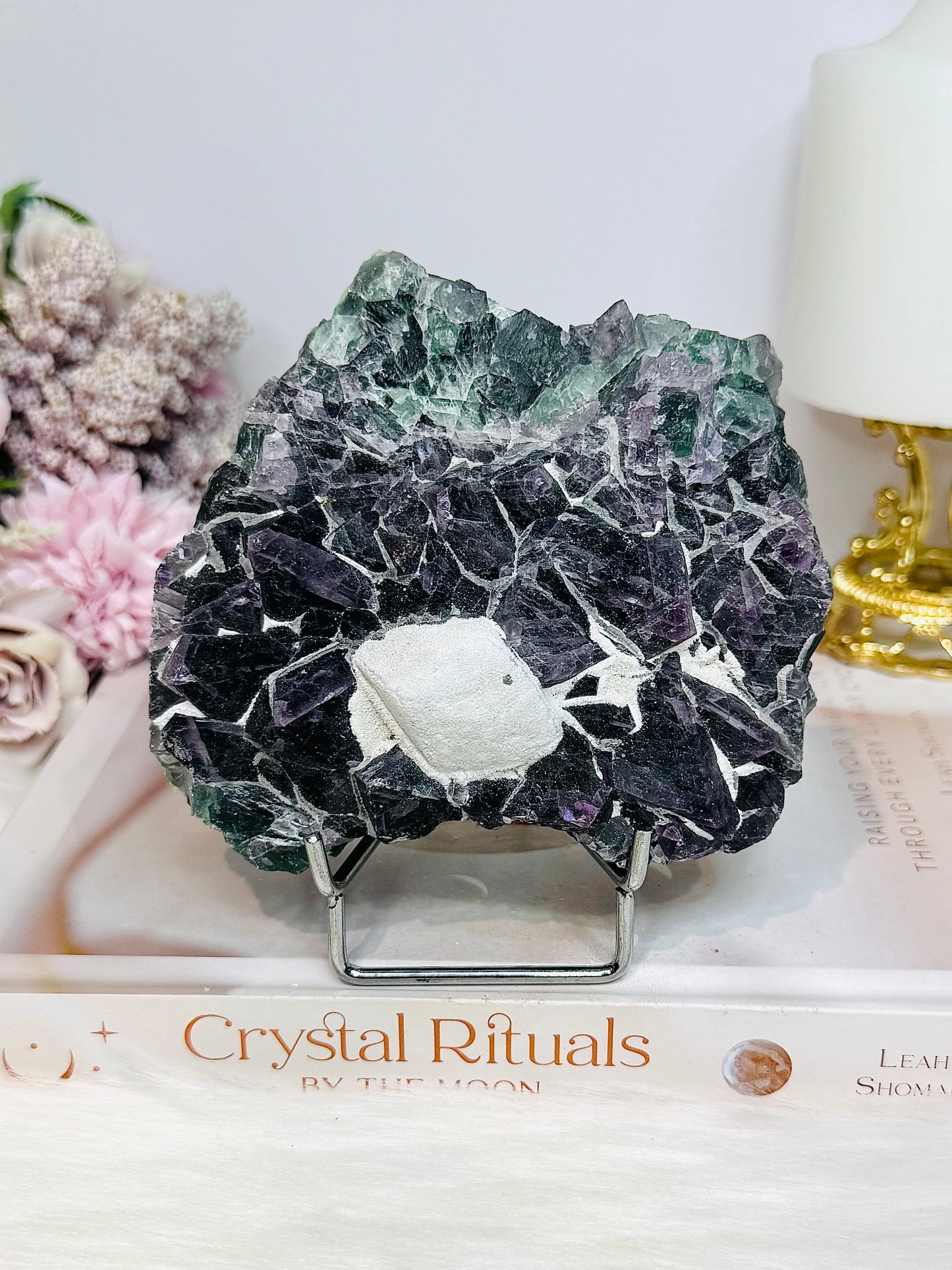 Fluorite Chunky Specimen with Matrix on Stand 711g