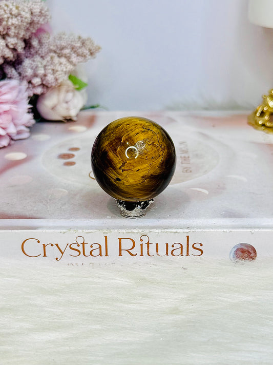 Small Tigers Eye Sphere on Stand 4cm