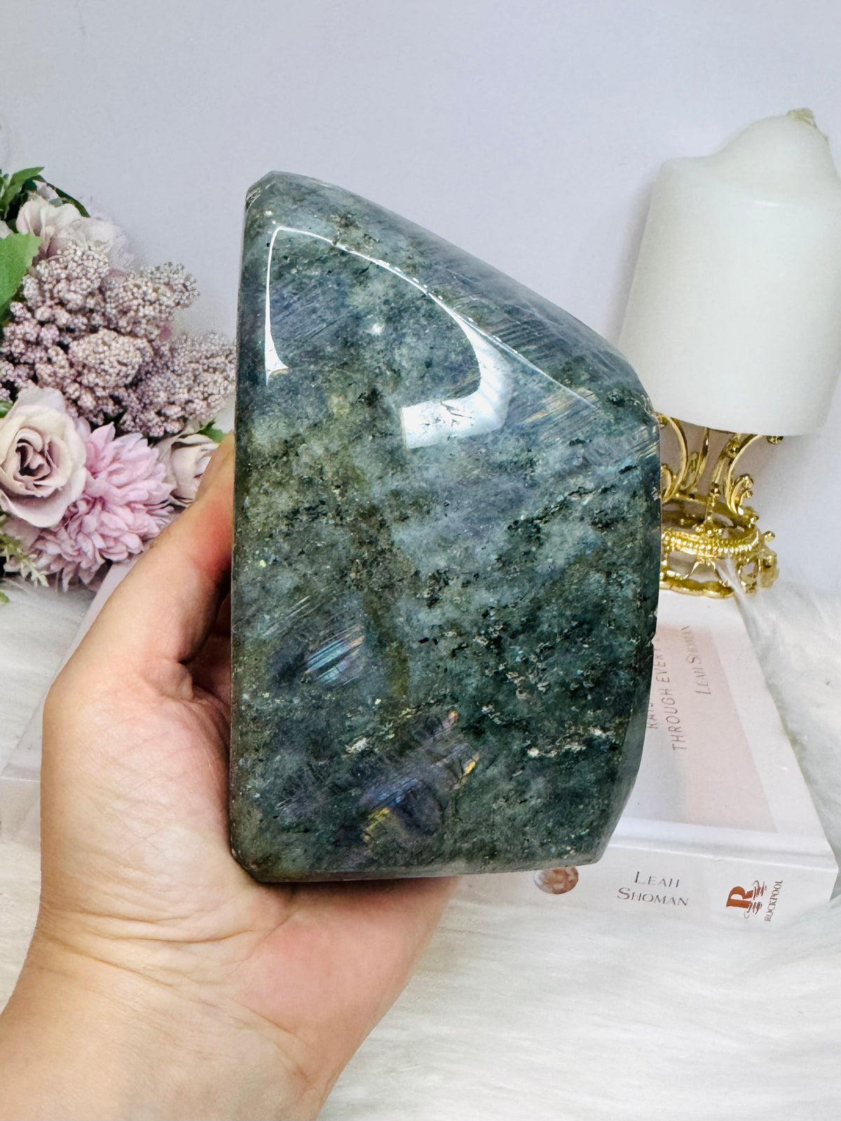 Large Labradorite Freeform Full of Flash 15cm 1.08KG ~ Discounted as chip on edge