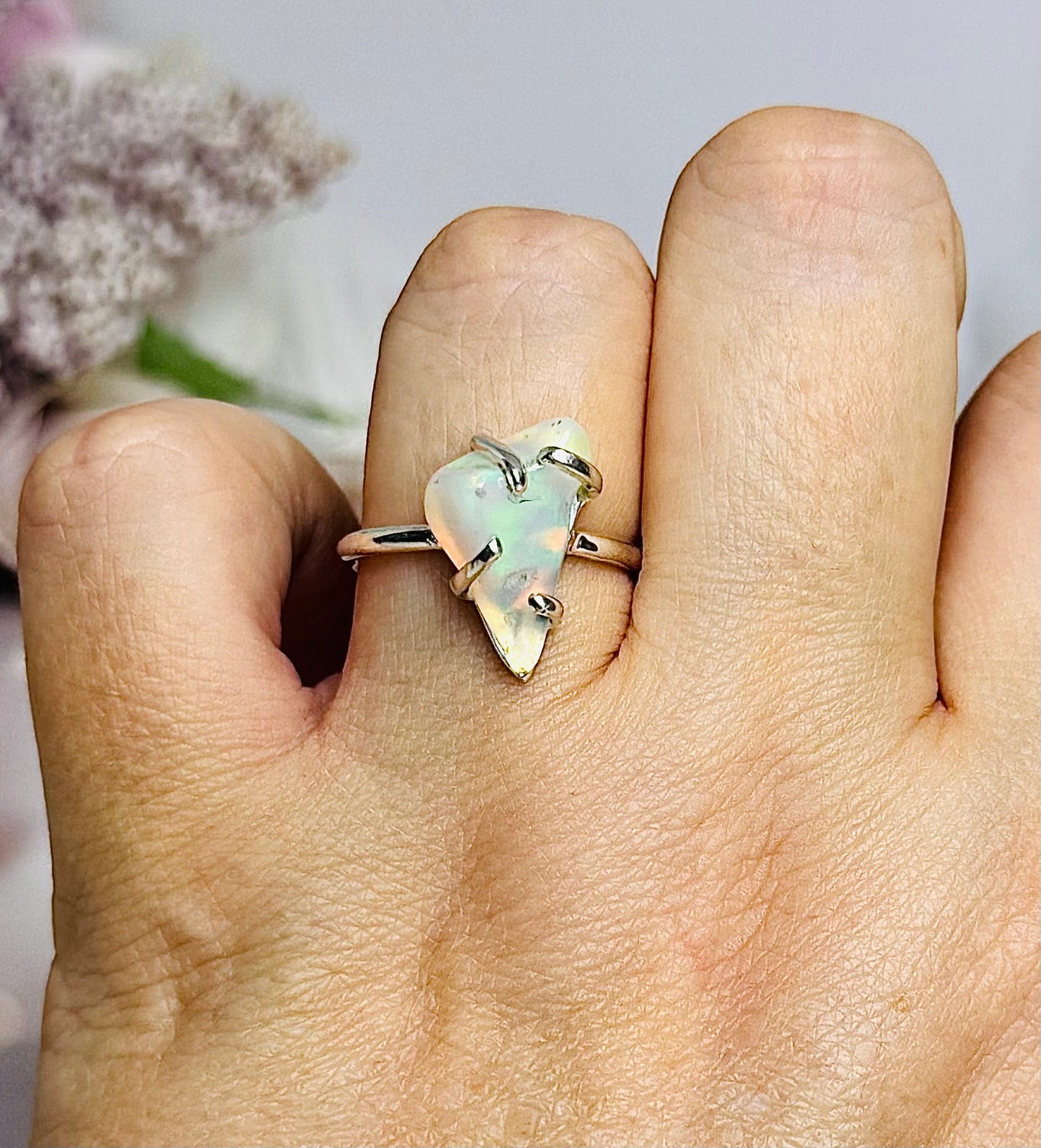Natural Ethiopian Opal Sterling Silver Ring Size 8