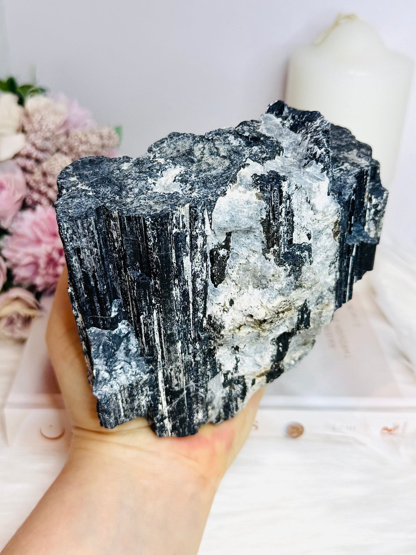 Huge Natural Raw Black Tourmaline In Quartz Specimen 11cm 1.83KG