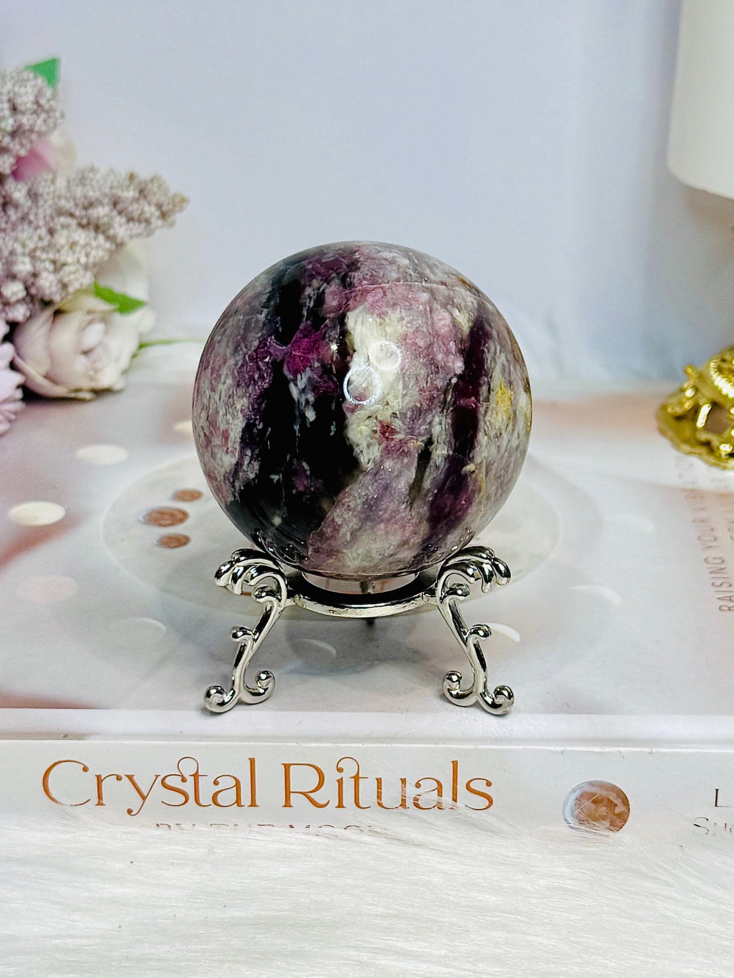 High Grade Pink Tourmaline Sphere On Stand 280g