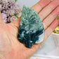 Moss Agate Carved Leaf 8.5cm