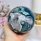 High Grade Druzy Moss Agate Sphere on Stand 1.09KG