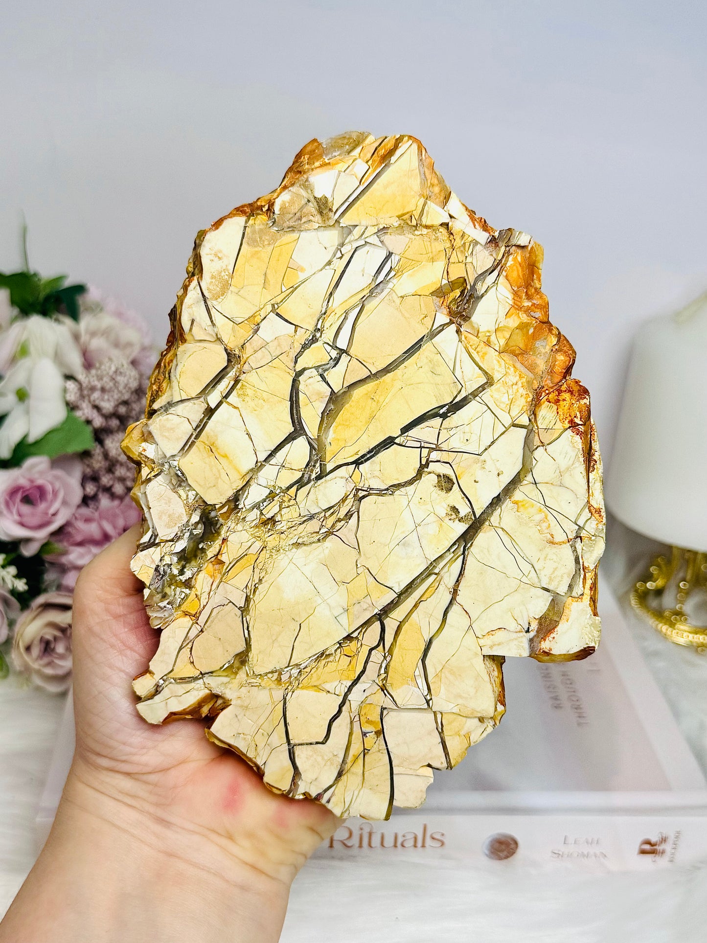 Large Natural Brecciated Mookaite Jasper Slab on Stand 16.5cm 459g