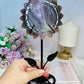 Large Druzy Amethyst X Agate Sun Flower Carving on Stand 23cm