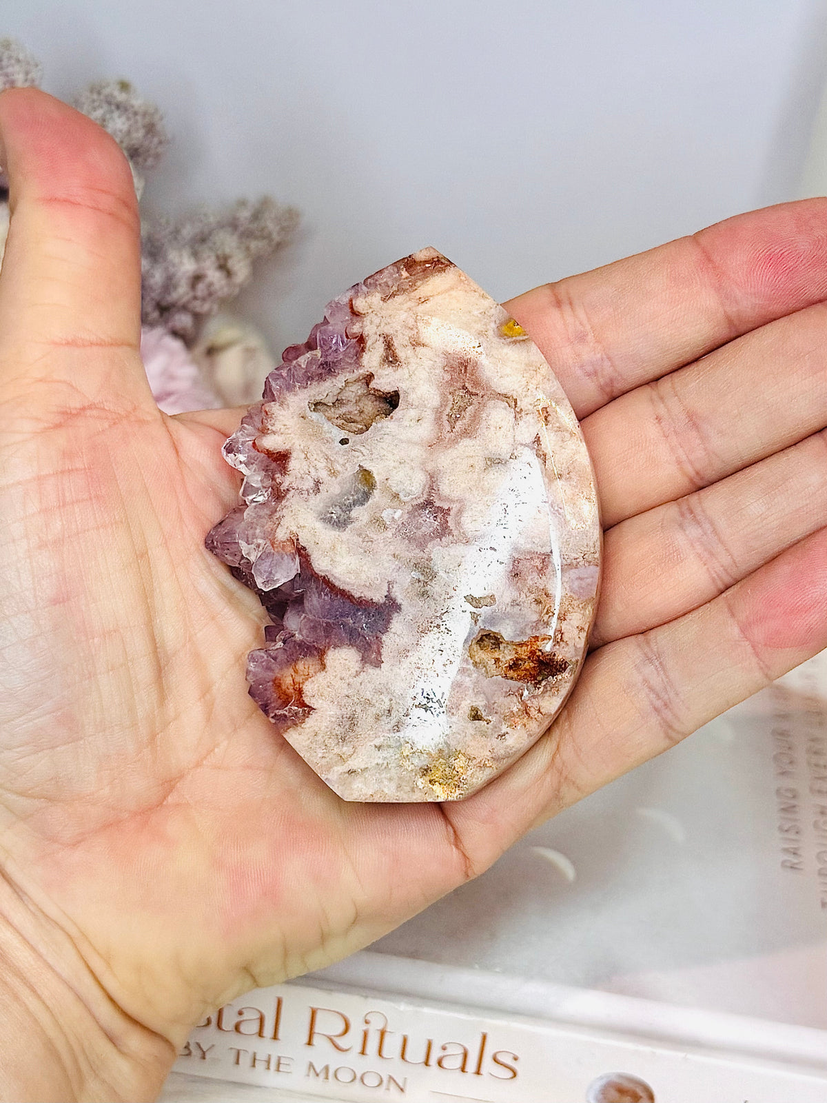 High Grade Amethyst X Flower Agate Druzy Freeform 8cm