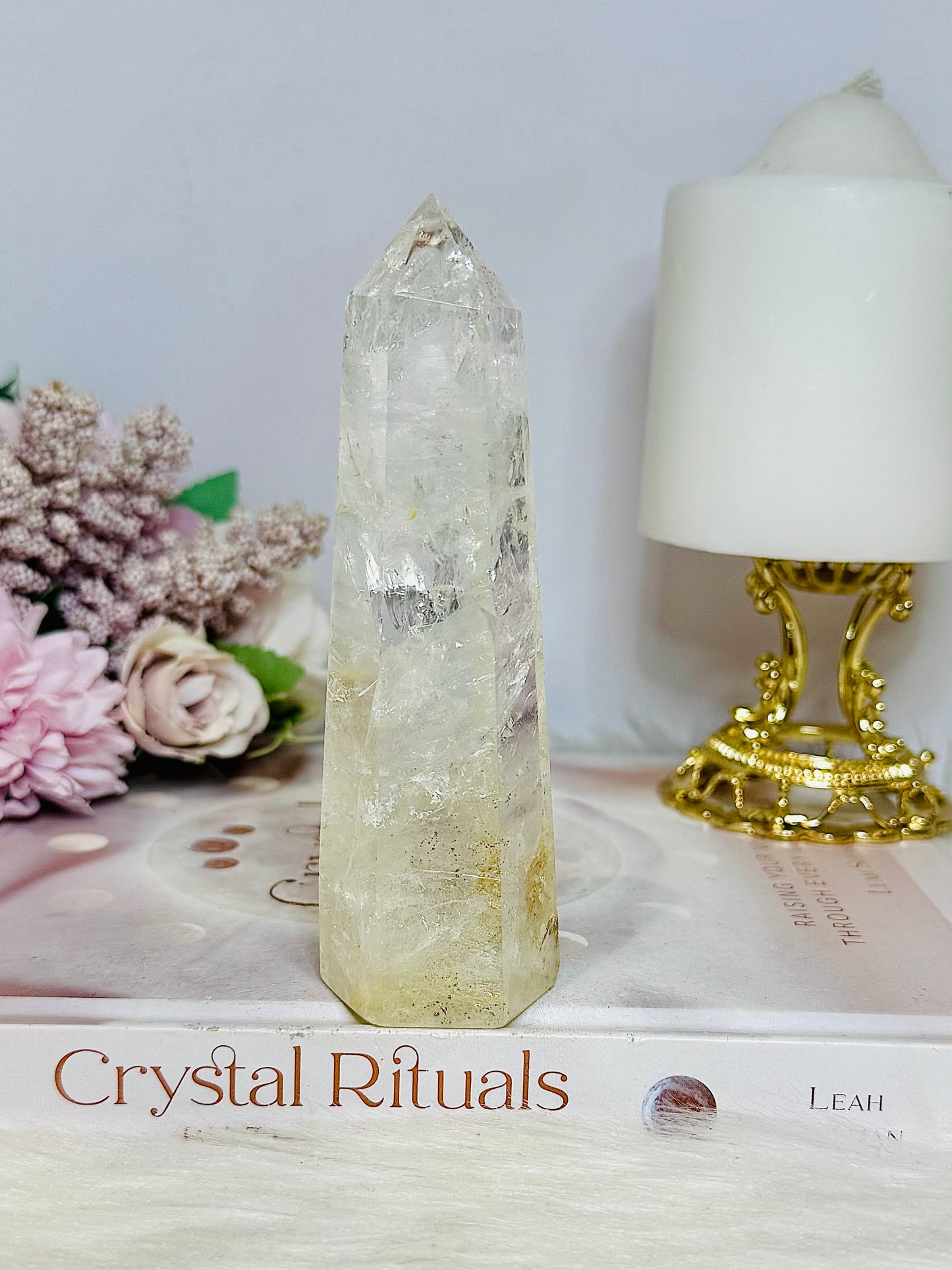 Clear Quartz Tower with Rainbows 12.5cm