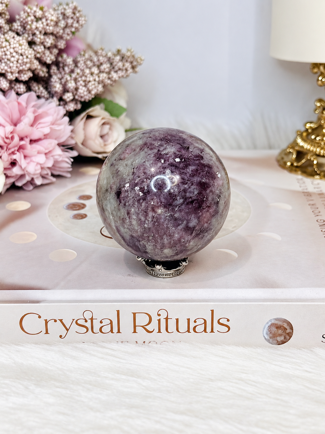 Pink Tourmaline Sphere on Stand 191g