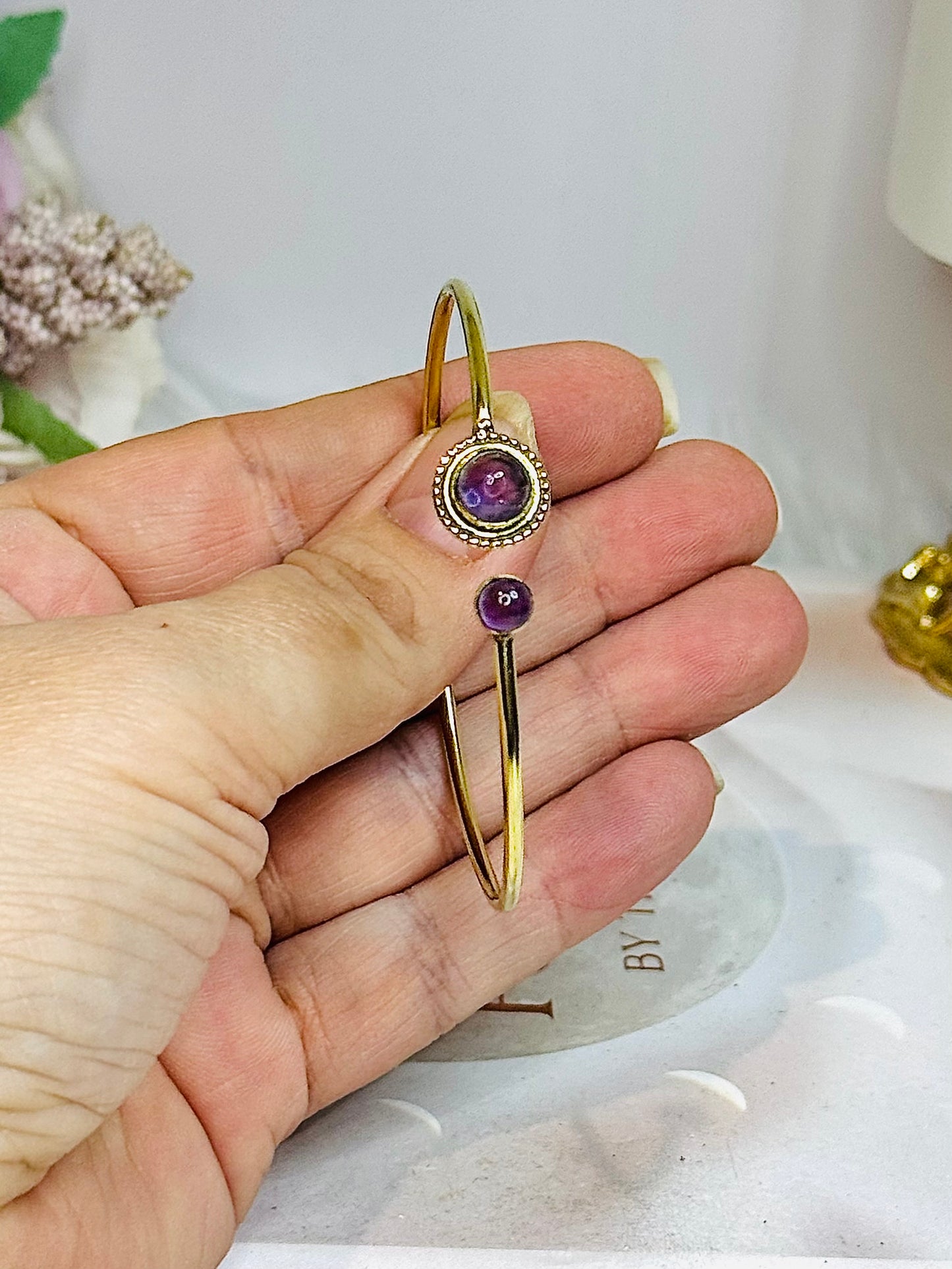 Amethyst Brass Bangle