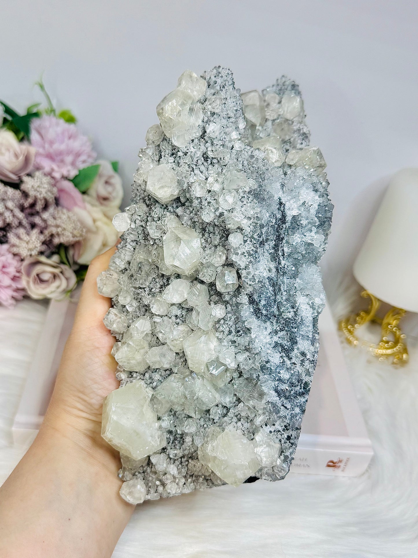 Huge Diamond Calcite Druzy Freeform (UV Reactive) 1.75KG 23cm