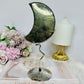 Large Pyrite Carved Moon on Stand 19cm