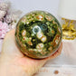 Large Green Cherry Jasper Sphere on Stand 825g
