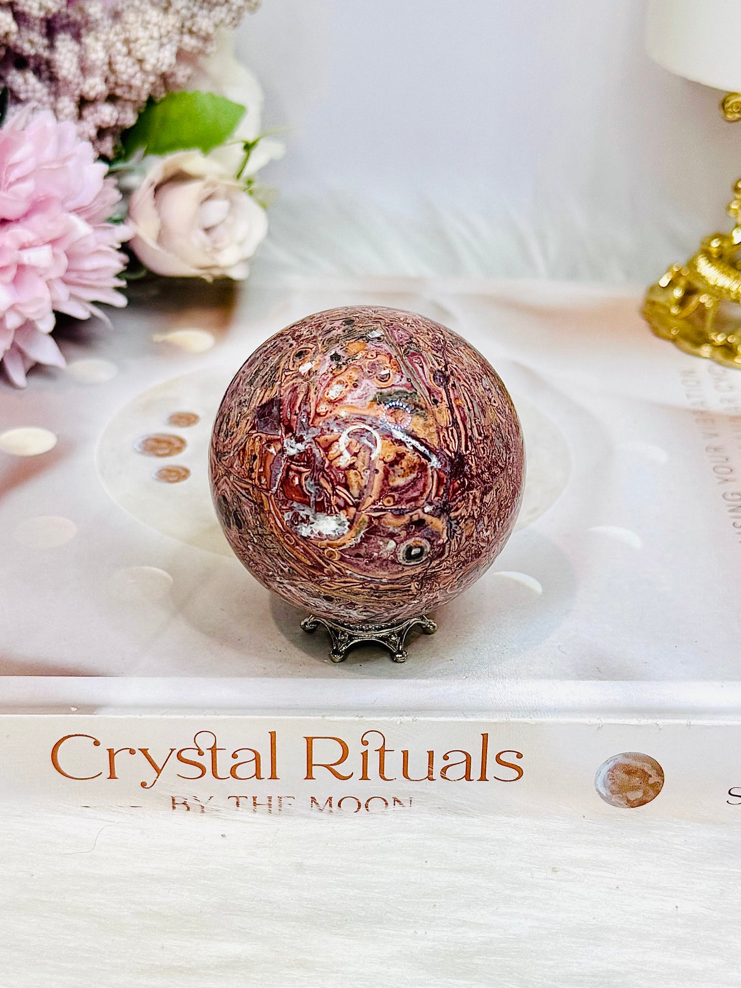 Leopard Skin Jasper Sphere on Stand 168g
