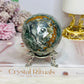 Moss Agate Druzy Sphere On Stand 373g