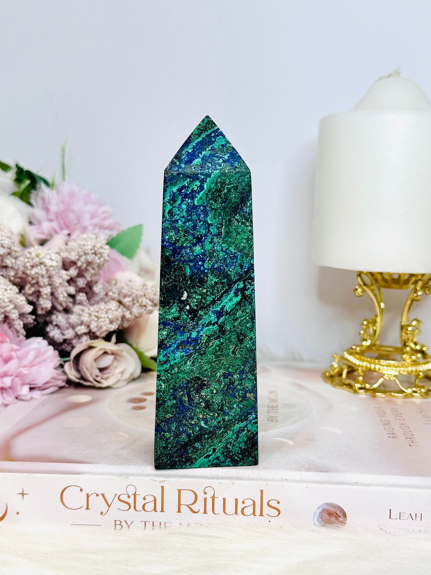 Natural Azurite Malachite Tower 13cm 280g