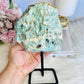 Raw Rough Natural Green Amazonite With Smokey Quartz Inclusions 1.56KG 20cm On Stand From Brazil