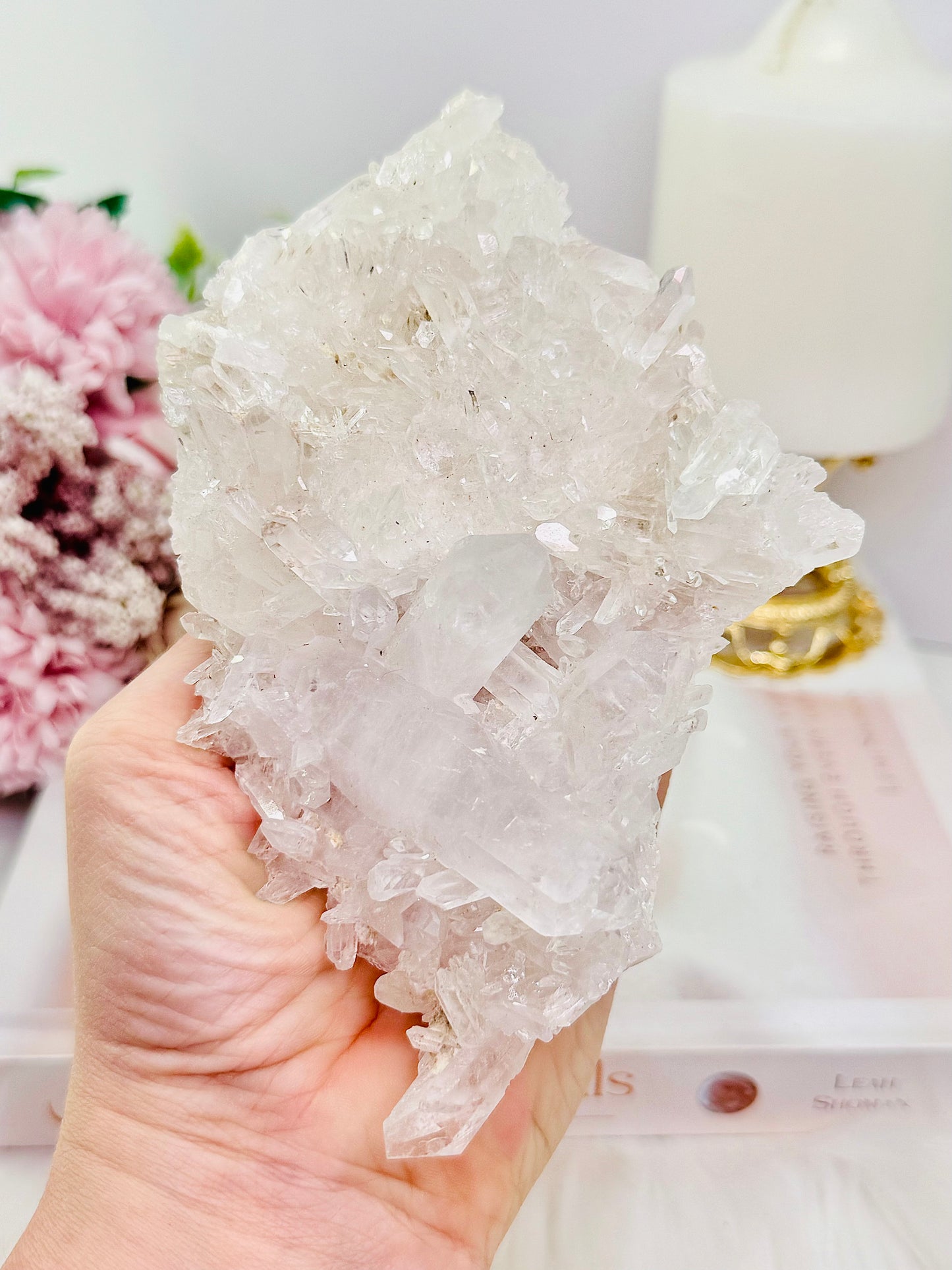 High Grade 253gram Clear Quartz Cluster with Perfect Points From Brazil