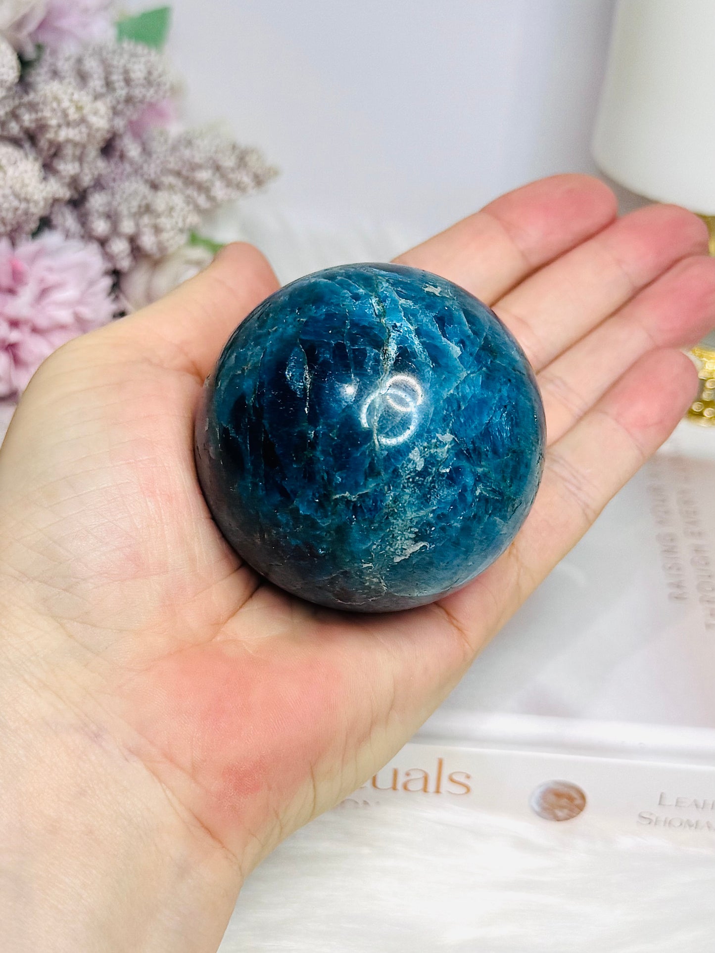 Blue Apatite Sphere on Stand 350g