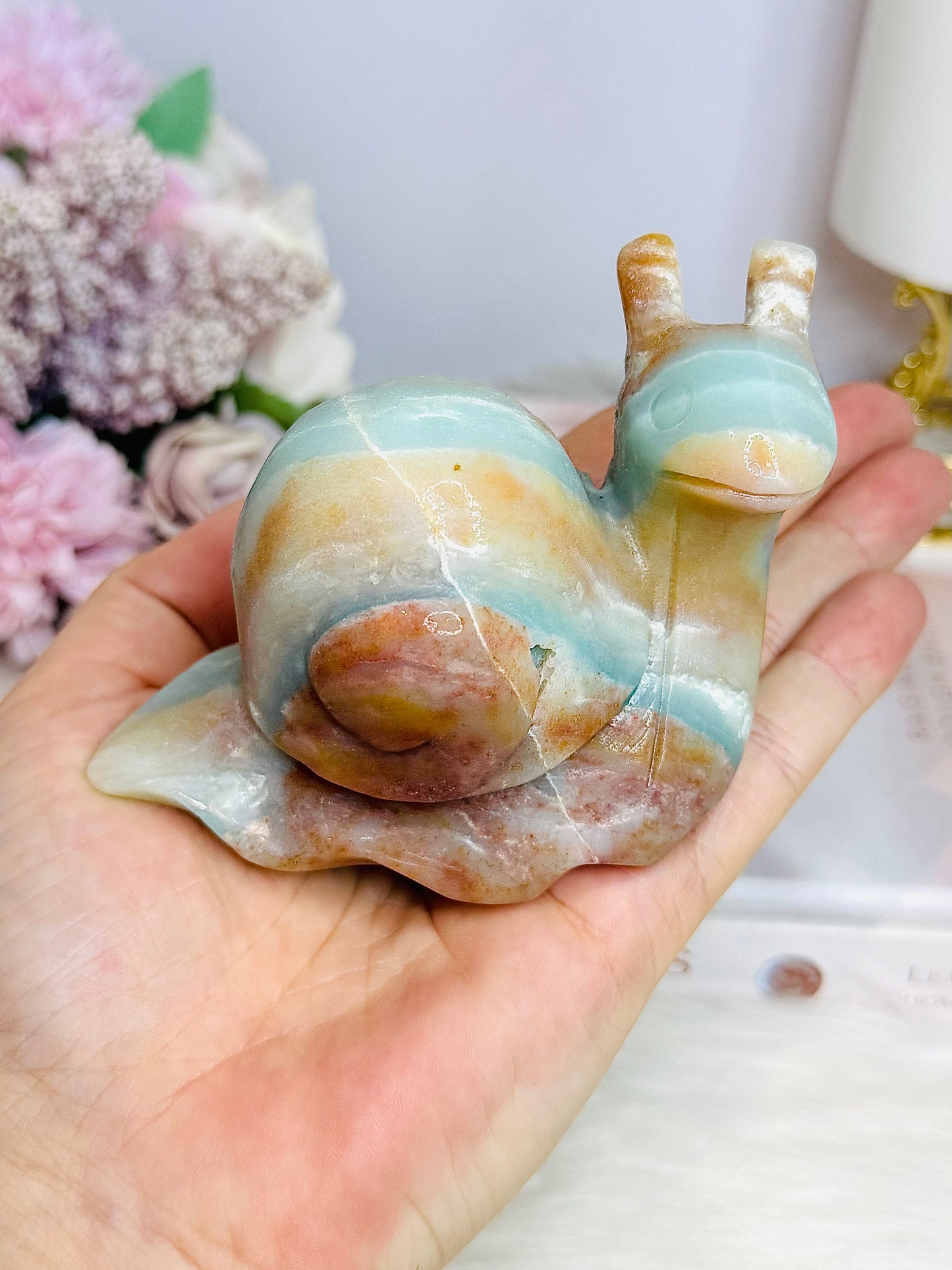 Caribbean Calcite Carved Snail 332g