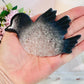 Gorgeous Druzy Agate Carved Bird On Black Stand