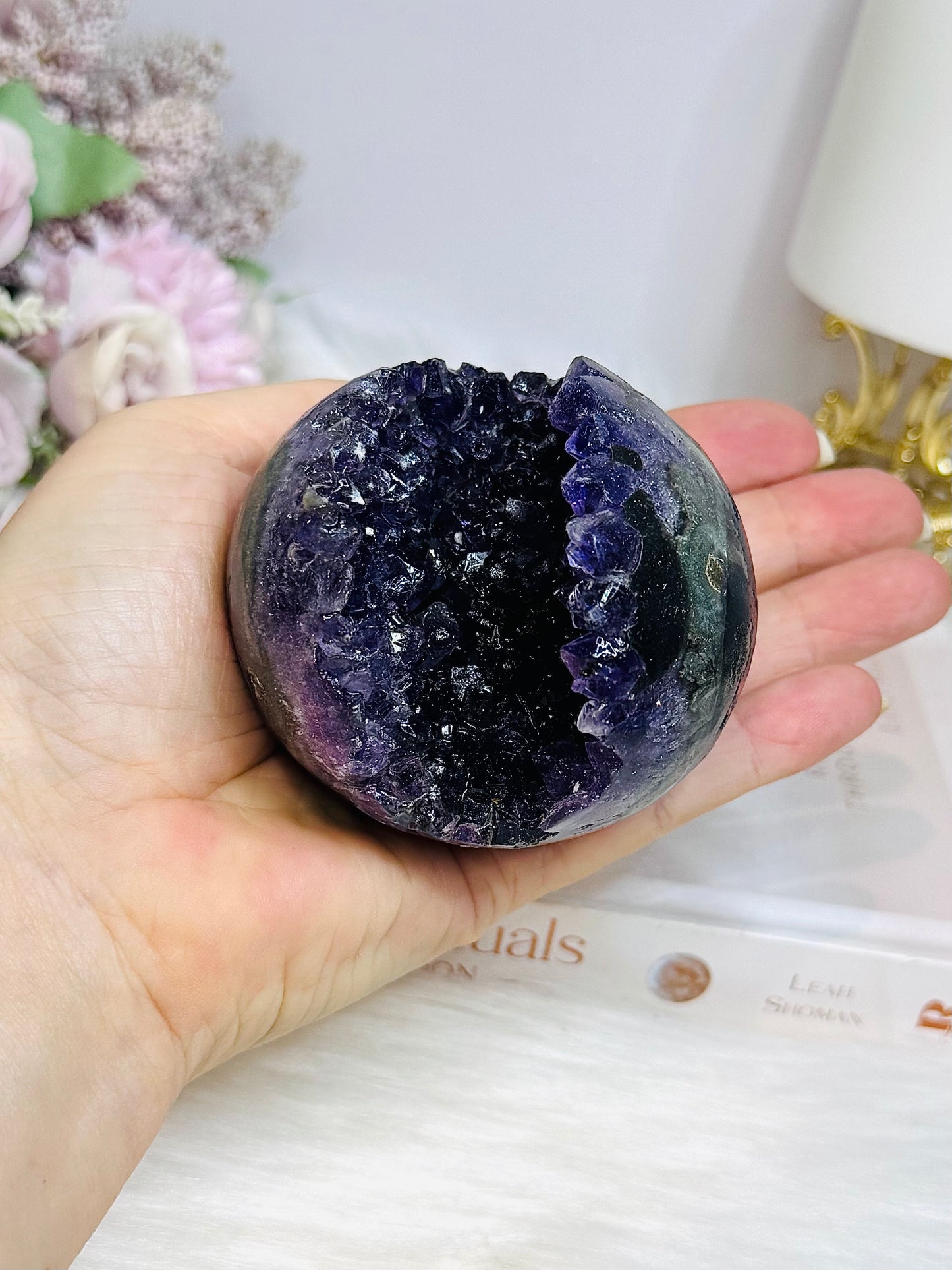 Large Druzy Amethyst Sphere on Stand 386g