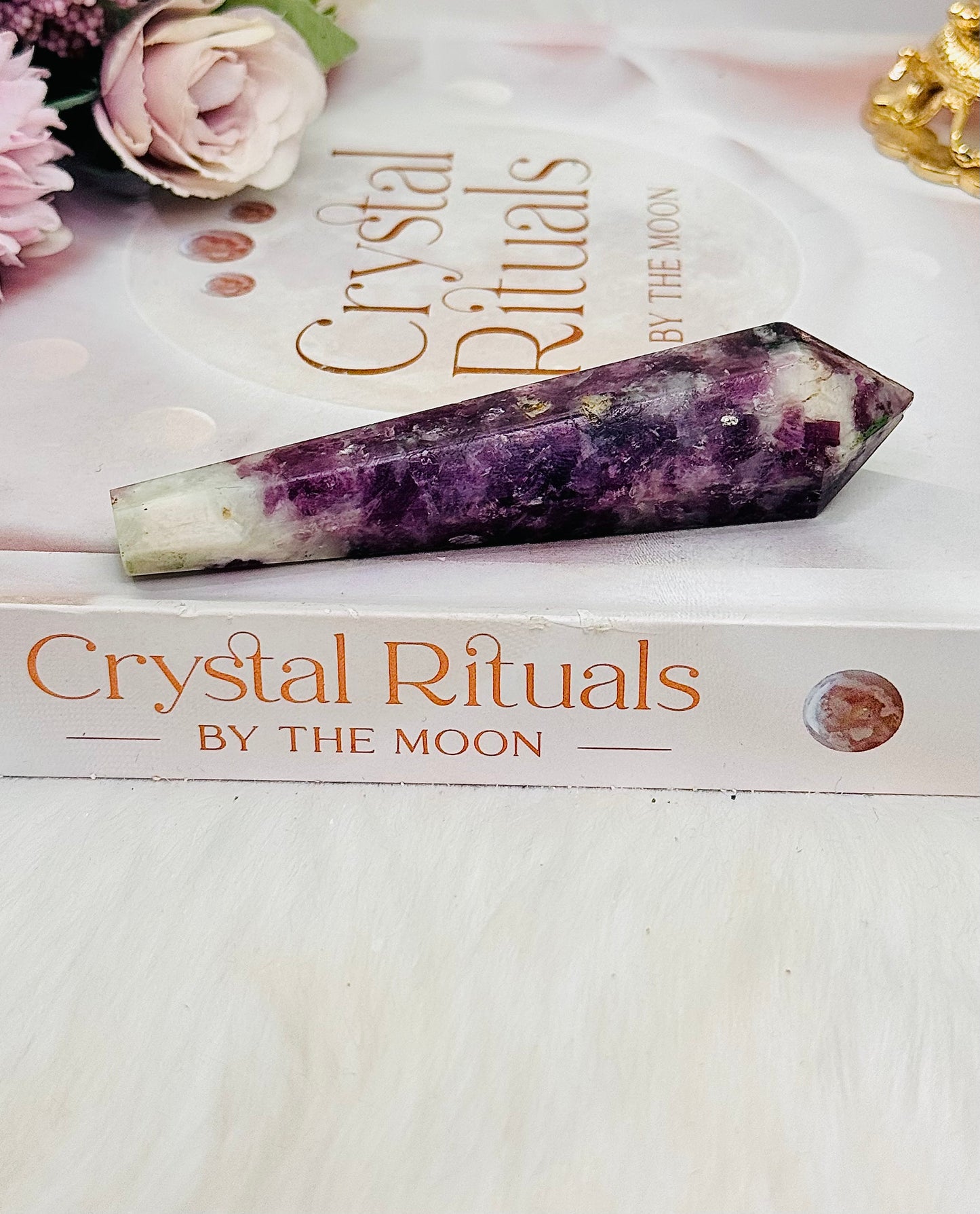 Beautiful 10cm Lepidolite | Purple Mica Carved Wand | Tower