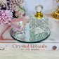 Gift Set ~ Rose Quartz Angel Aura Heart, Glass Perfume Bottle on Mirror Tray 10cm