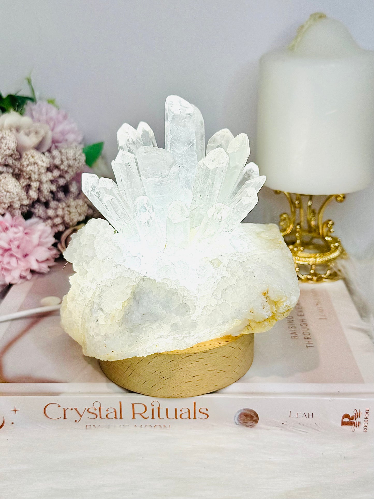 Large Clear Quartz Pineapple Lamp on Light Stand 810g
