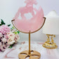 Gorgeous Rose Quartz Carved Rocking Horse On Gold Stand Tall 21cm