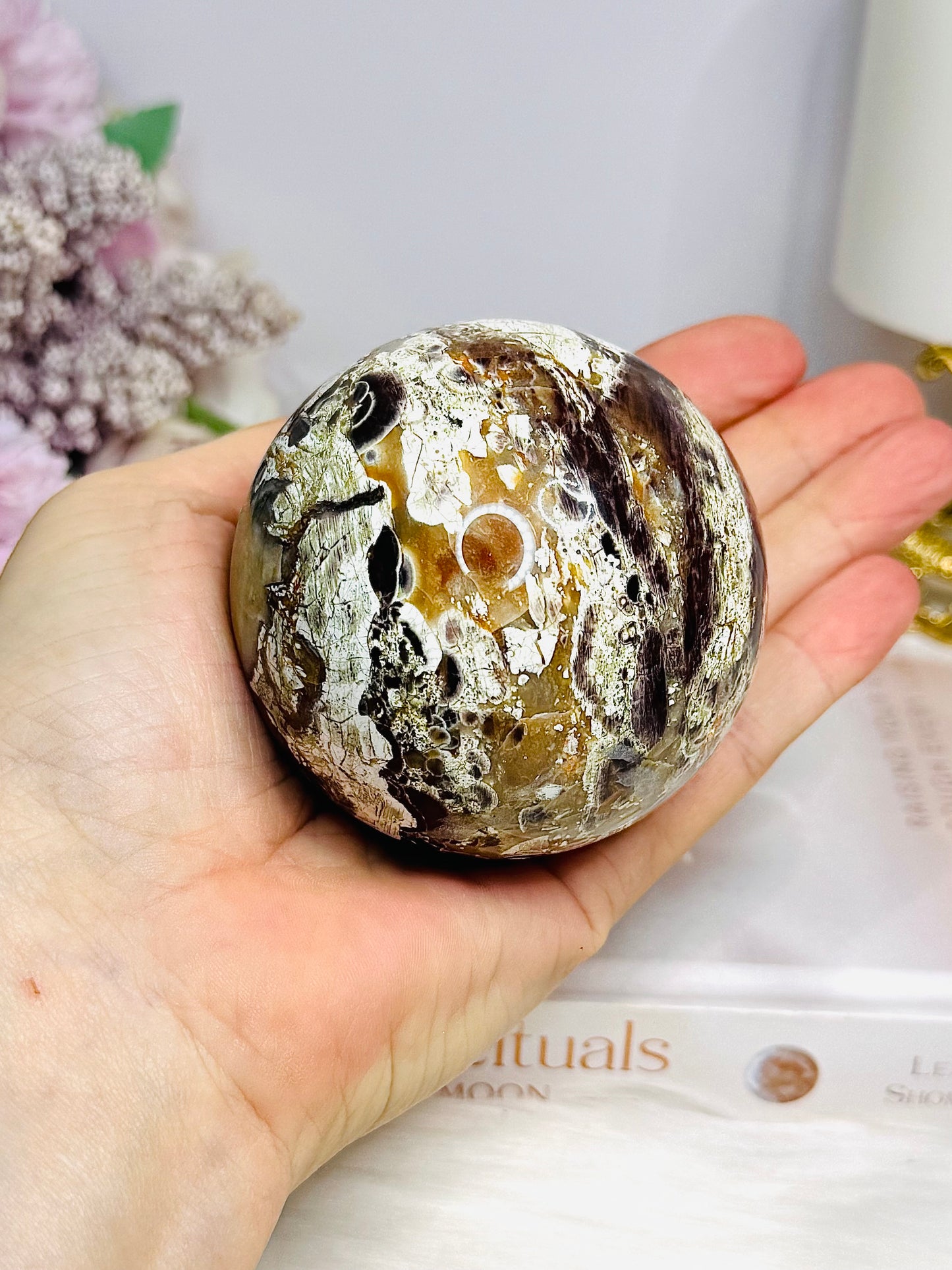 Large Money Agate Sphere on Stand 399g