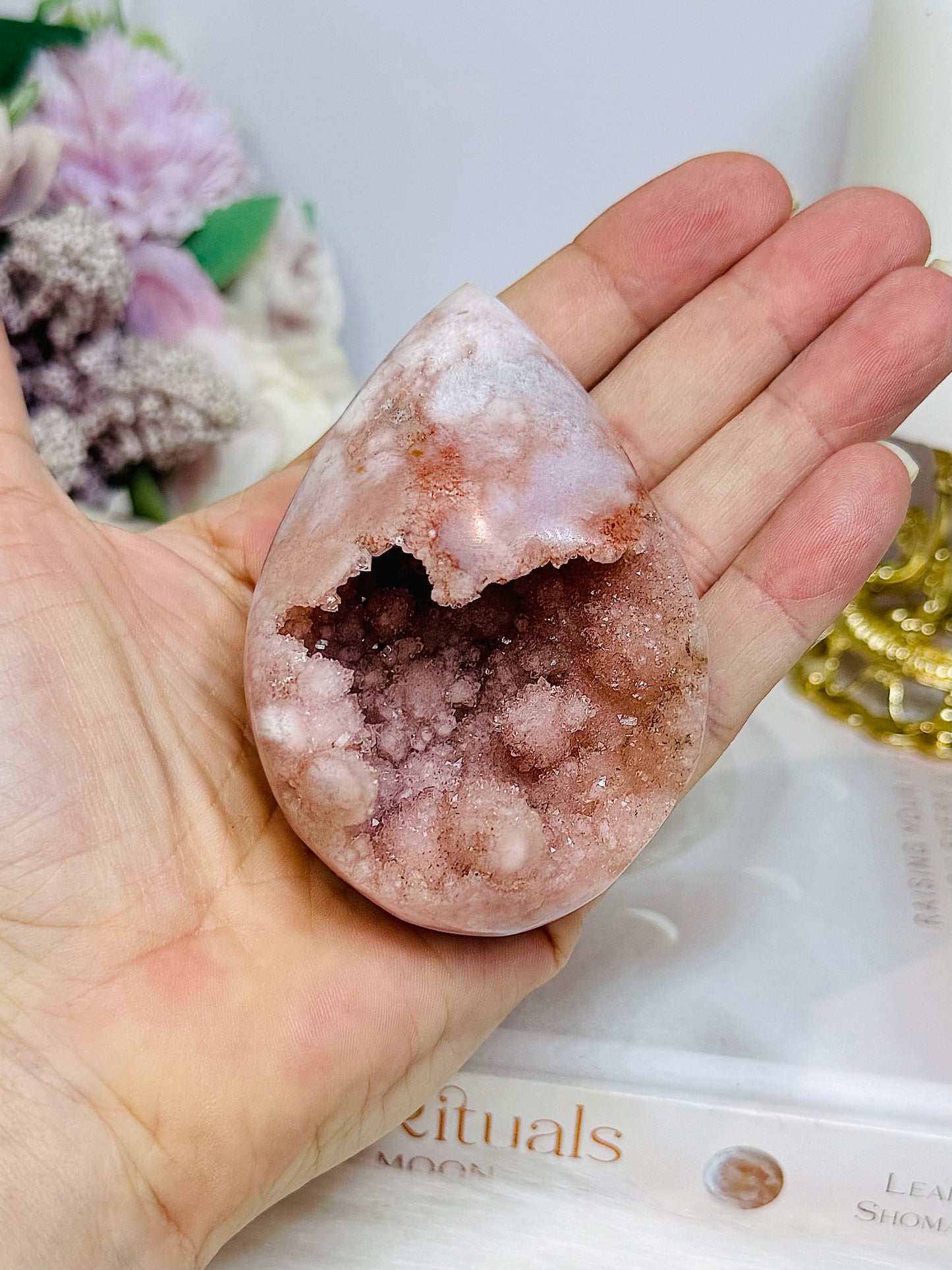 Druzy Pink Amethyst Tear Drop 8cm