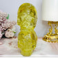 High Grade Citrine Carved Skulls with Rainbows 12cm 425g