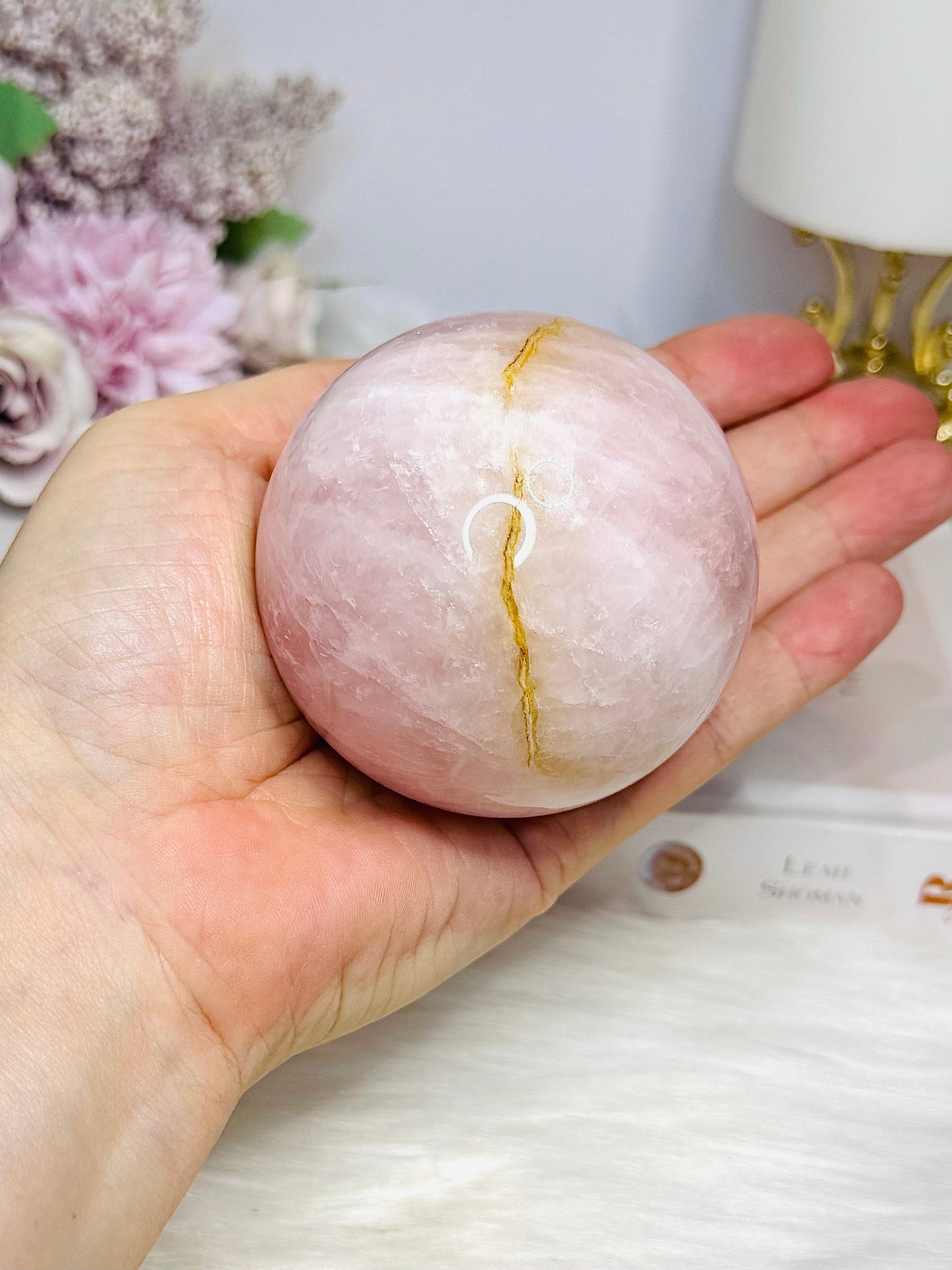 Large Rose Quartz Sphere (with Iron Oxide) on Stand 408g