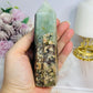 Large Green Brecciated Fluorite Tower 13cm