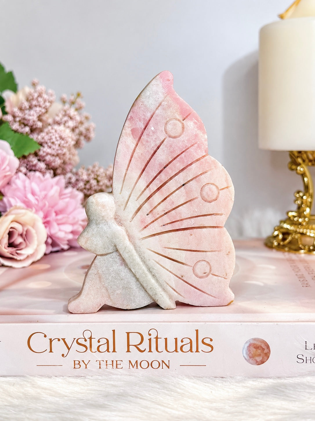 Pink Opal Carved Fairy 10cm